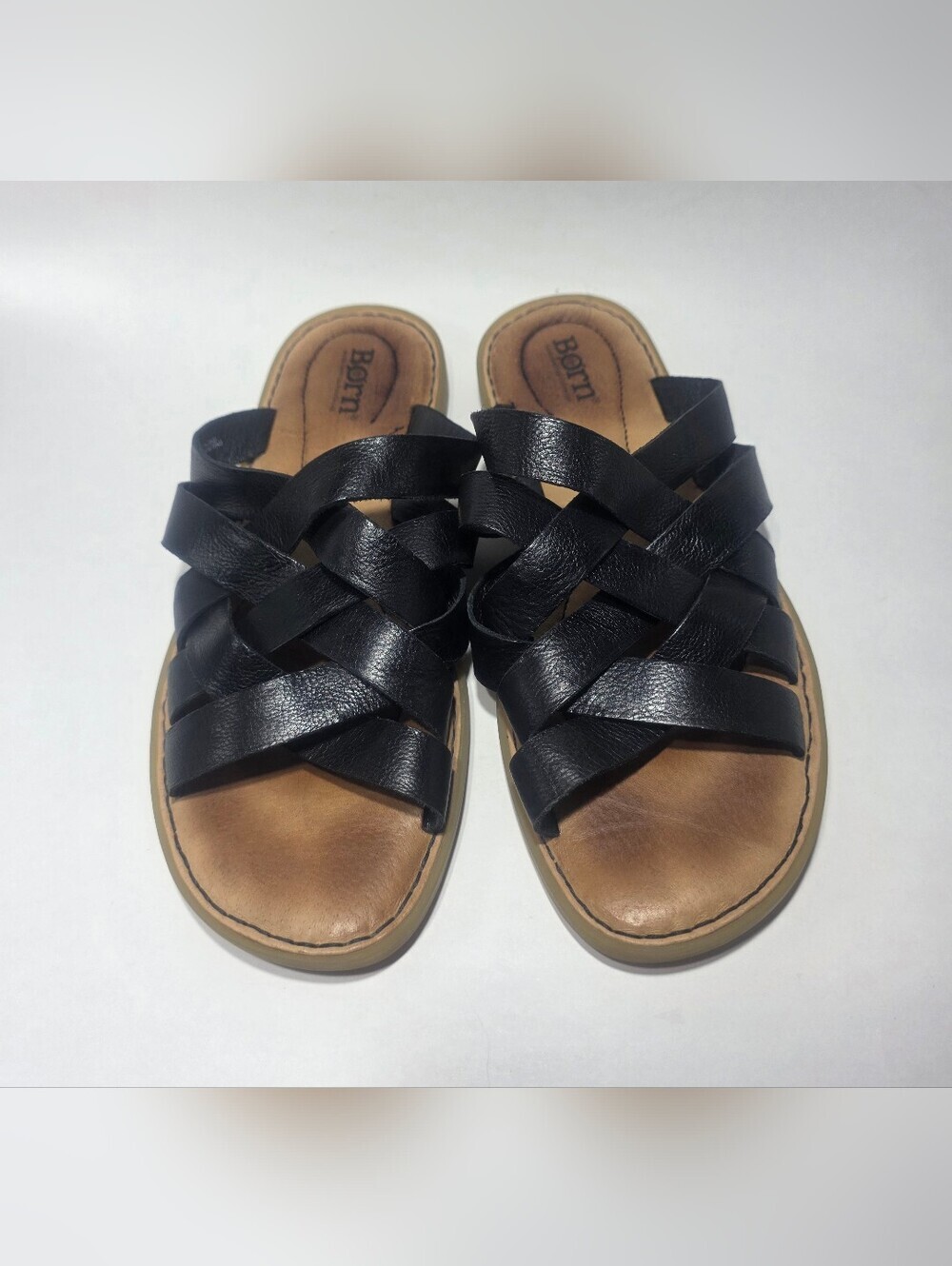 Born Women's Size 8M Black Leather Strappy Comfort Slide Sandals Casual - Picture 3 of 7